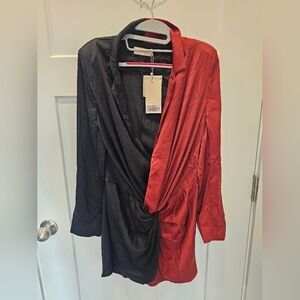 NWT Choosy Black & Sienna Colorblock Draped Shirt Dress – Size 10